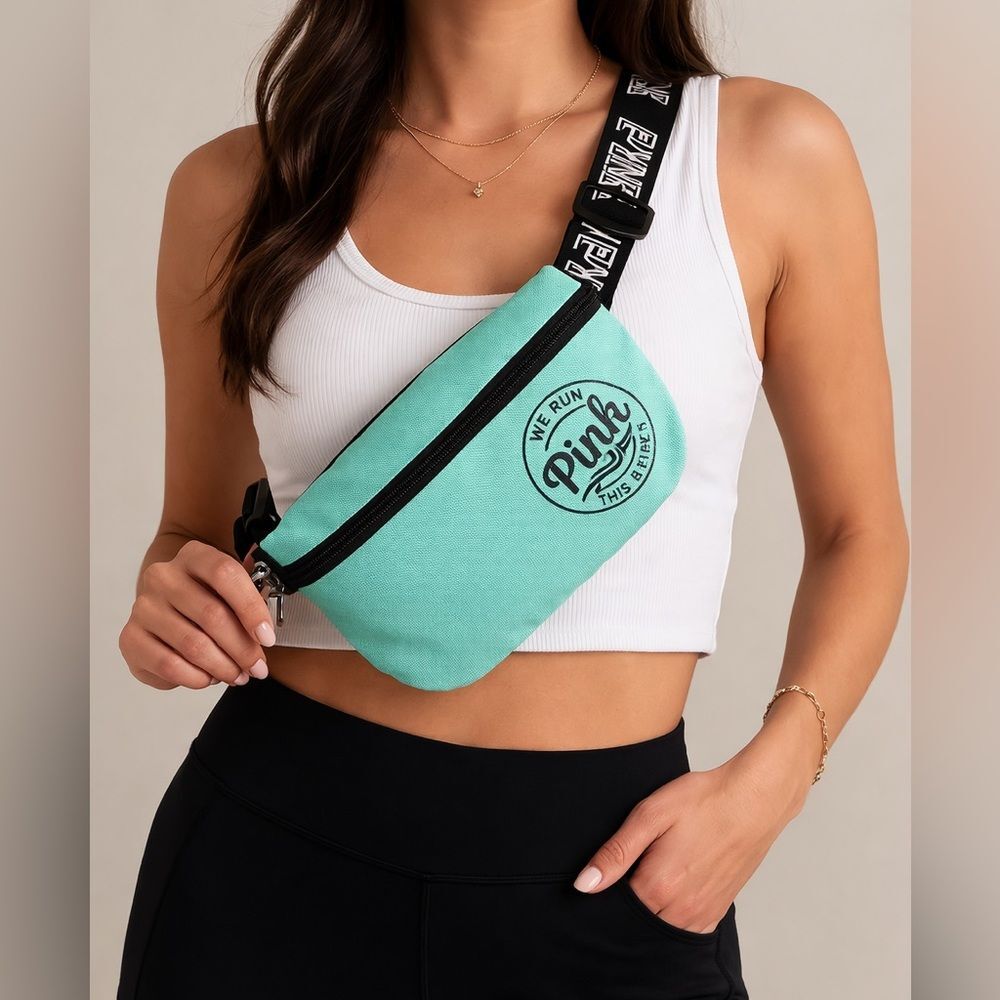 PINK Victoria's Secret Mint Green Belt Bag Crossbody Fanny Pack Logo Strap